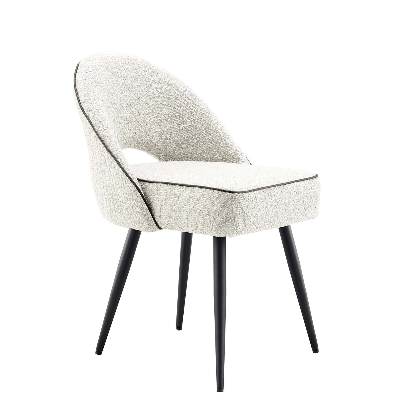 Ensemble de 2 chaises de salle à manger Oakley blanches rembourrées avec passepoil