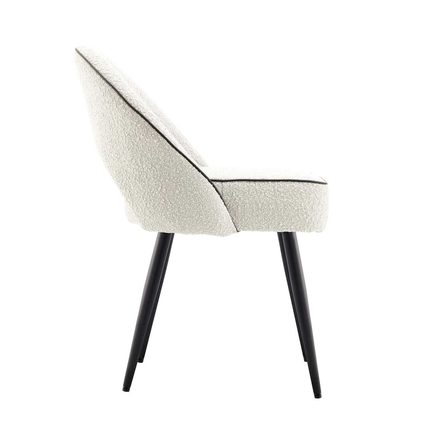 Ensemble de 2 chaises de salle à manger Oakley blanches rembourrées avec passepoil