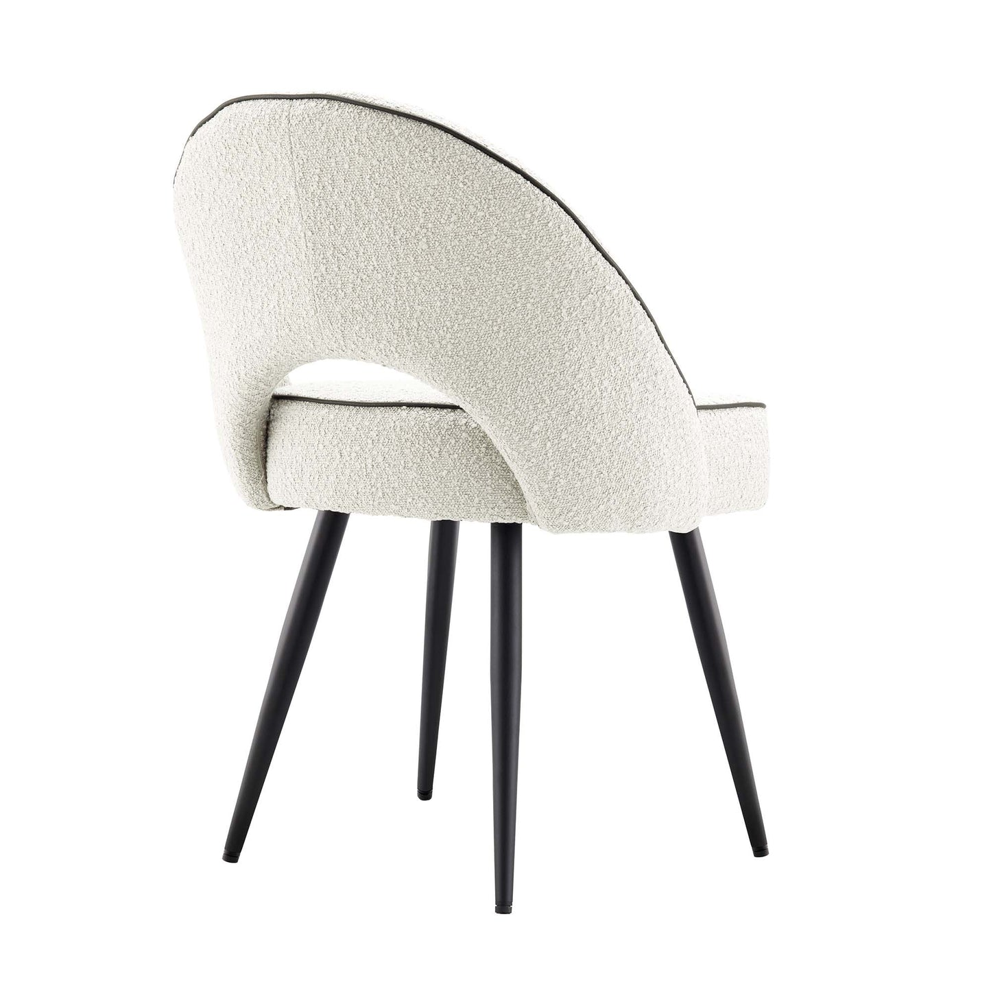 Ensemble de 2 chaises de salle à manger Oakley blanches rembourrées avec passepoil