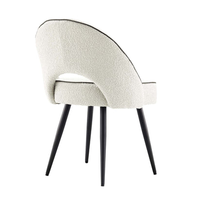 Ensemble de 2 chaises de salle à manger Oakley blanches rembourrées avec passepoil