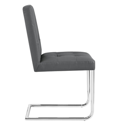 Lot de 2 chaises de salle à manger Keyston en similicuir gris foncé avec pieds chromés