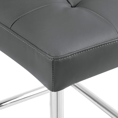 Lot de 2 chaises de salle à manger Keyston en similicuir gris foncé avec pieds chromés