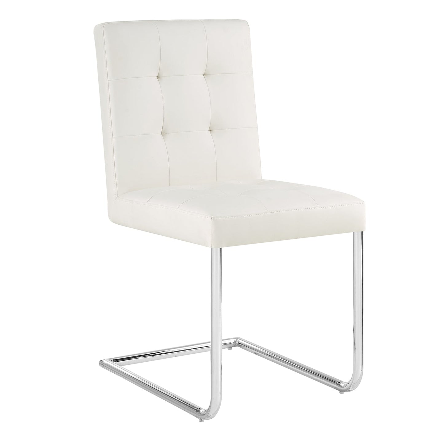 Lot de 2 chaises de salle à manger Keyston en similicuir blanc crème avec pieds chromés