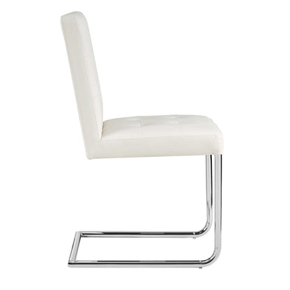 Lot de 2 chaises de salle à manger Keyston en similicuir blanc crème avec pieds chromés
