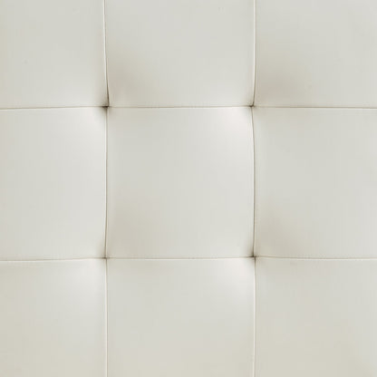 Lot de 2 chaises de salle à manger Keyston en similicuir blanc crème avec pieds chromés