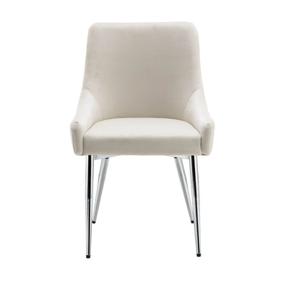 Ensemble de 2 chaises de salle à manger rembourrées en velours champagne Garnet avec poignée arrière