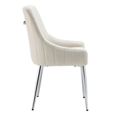 Ensemble de 2 chaises de salle à manger rembourrées en velours champagne Garnet avec poignée arrière