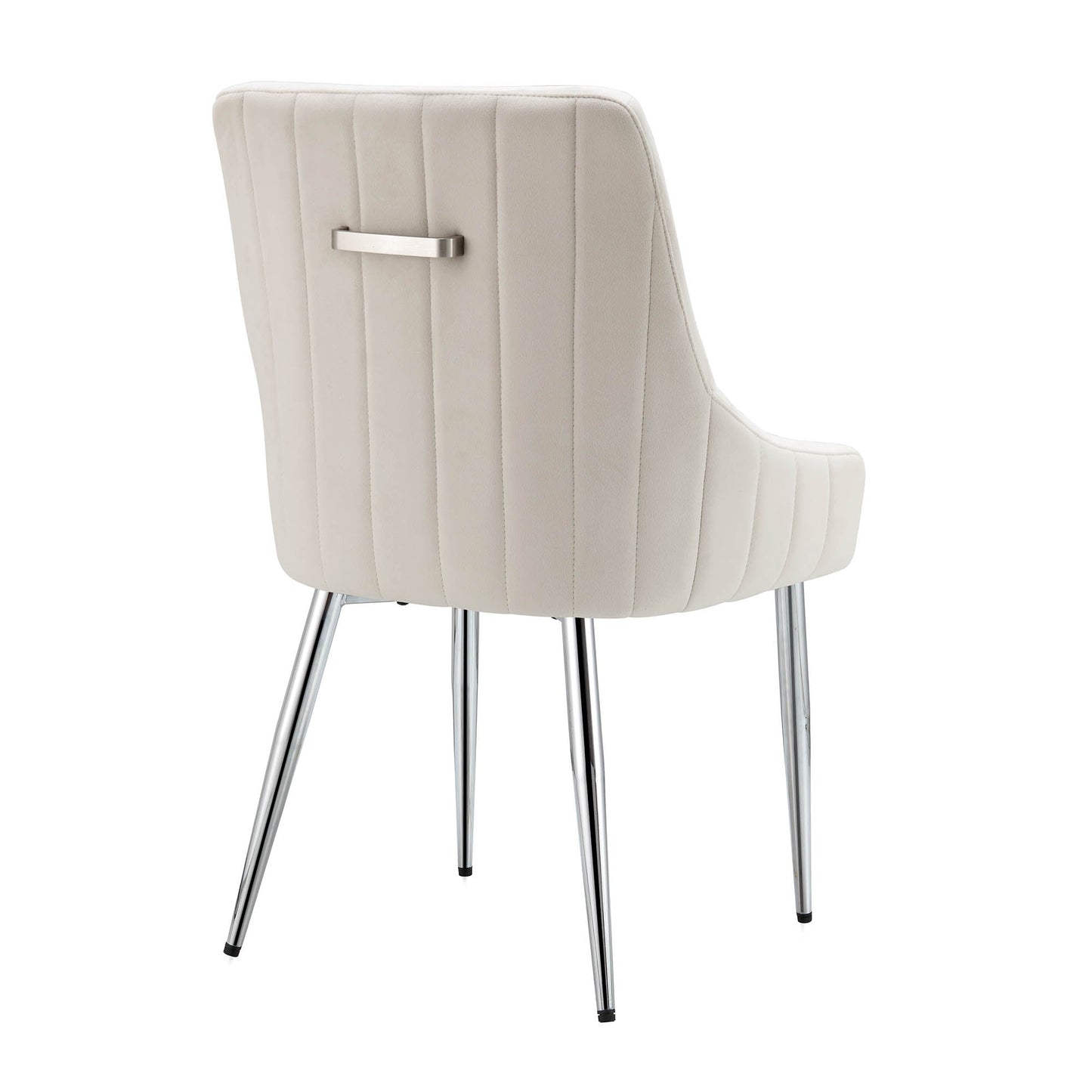 Ensemble de 2 chaises de salle à manger rembourrées en velours champagne Garnet avec poignée arrière