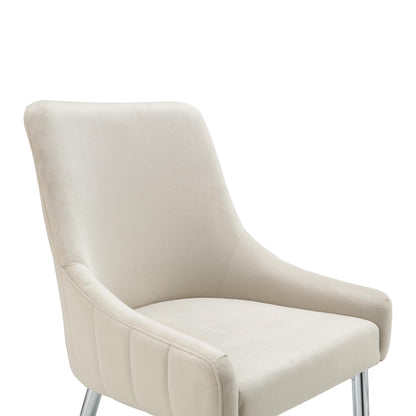 Ensemble de 2 chaises de salle à manger rembourrées en velours champagne Garnet avec poignée arrière