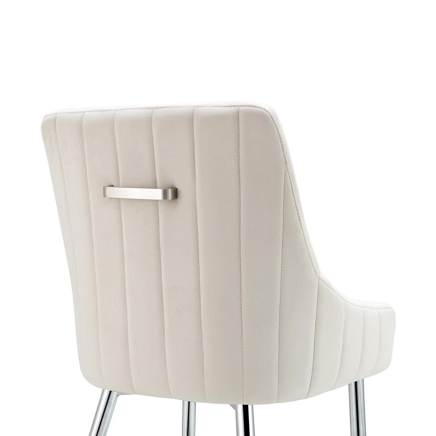 Ensemble de 2 chaises de salle à manger rembourrées en velours champagne Garnet avec poignée arrière