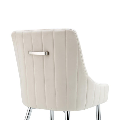 Ensemble de 2 chaises de salle à manger rembourrées en velours champagne Garnet avec poignée arrière