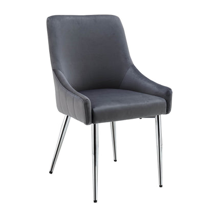 Lot de 2 chaises de salle à manger rembourrées en velours gris foncé Garnet avec poignée arrière