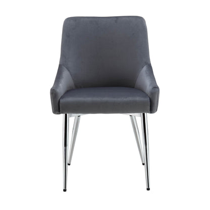 Lot de 2 chaises de salle à manger rembourrées en velours gris foncé Garnet avec poignée arrière