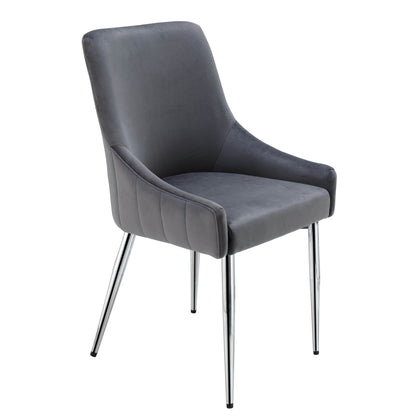 Lot de 2 chaises de salle à manger rembourrées en velours gris foncé Garnet avec poignée arrière