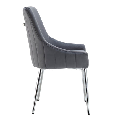 Lot de 2 chaises de salle à manger rembourrées en velours gris foncé Garnet avec poignée arrière