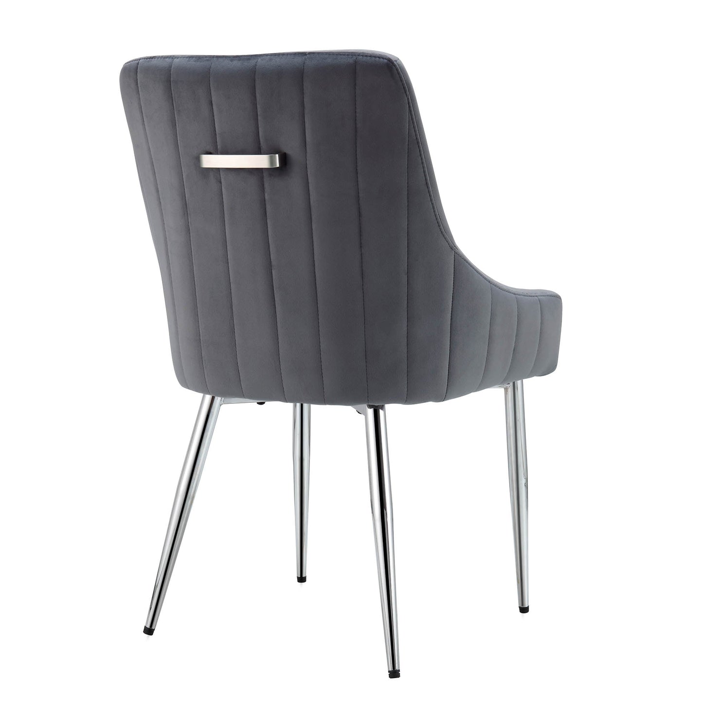 Lot de 2 chaises de salle à manger rembourrées en velours gris foncé Garnet avec poignée arrière