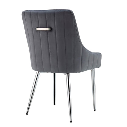 Lot de 2 chaises de salle à manger rembourrées en velours gris foncé Garnet avec poignée arrière