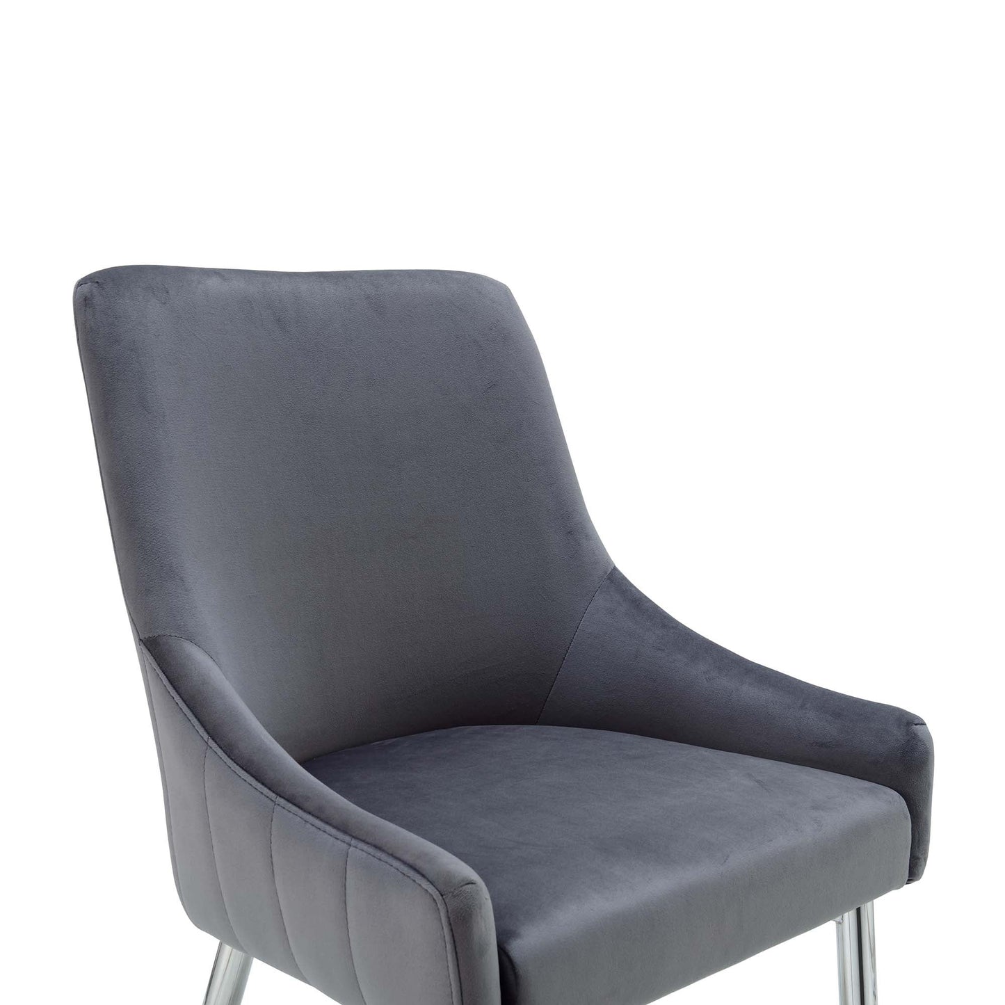 Lot de 2 chaises de salle à manger rembourrées en velours gris foncé Garnet avec poignée arrière