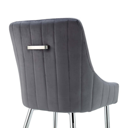 Lot de 2 chaises de salle à manger rembourrées en velours gris foncé Garnet avec poignée arrière