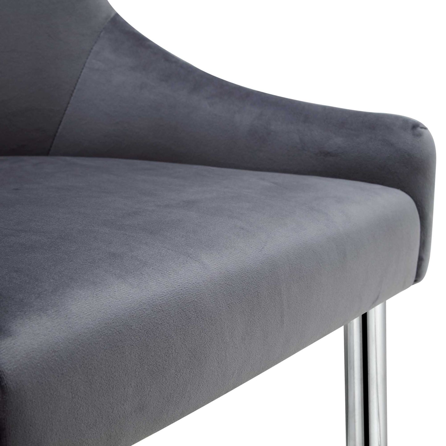 Lot de 2 chaises de salle à manger rembourrées en velours gris foncé Garnet avec poignée arrière