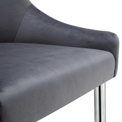 Lot de 2 chaises de salle à manger rembourrées en velours gris foncé Garnet avec poignée arrière