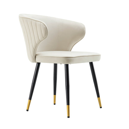 Ensemble de 2 chaises de salle à manger Carver rembourrées en velours champagne Langham