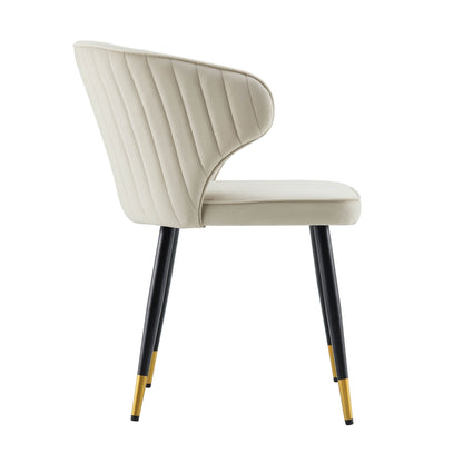 Ensemble de 2 chaises de salle à manger Carver rembourrées en velours champagne Langham