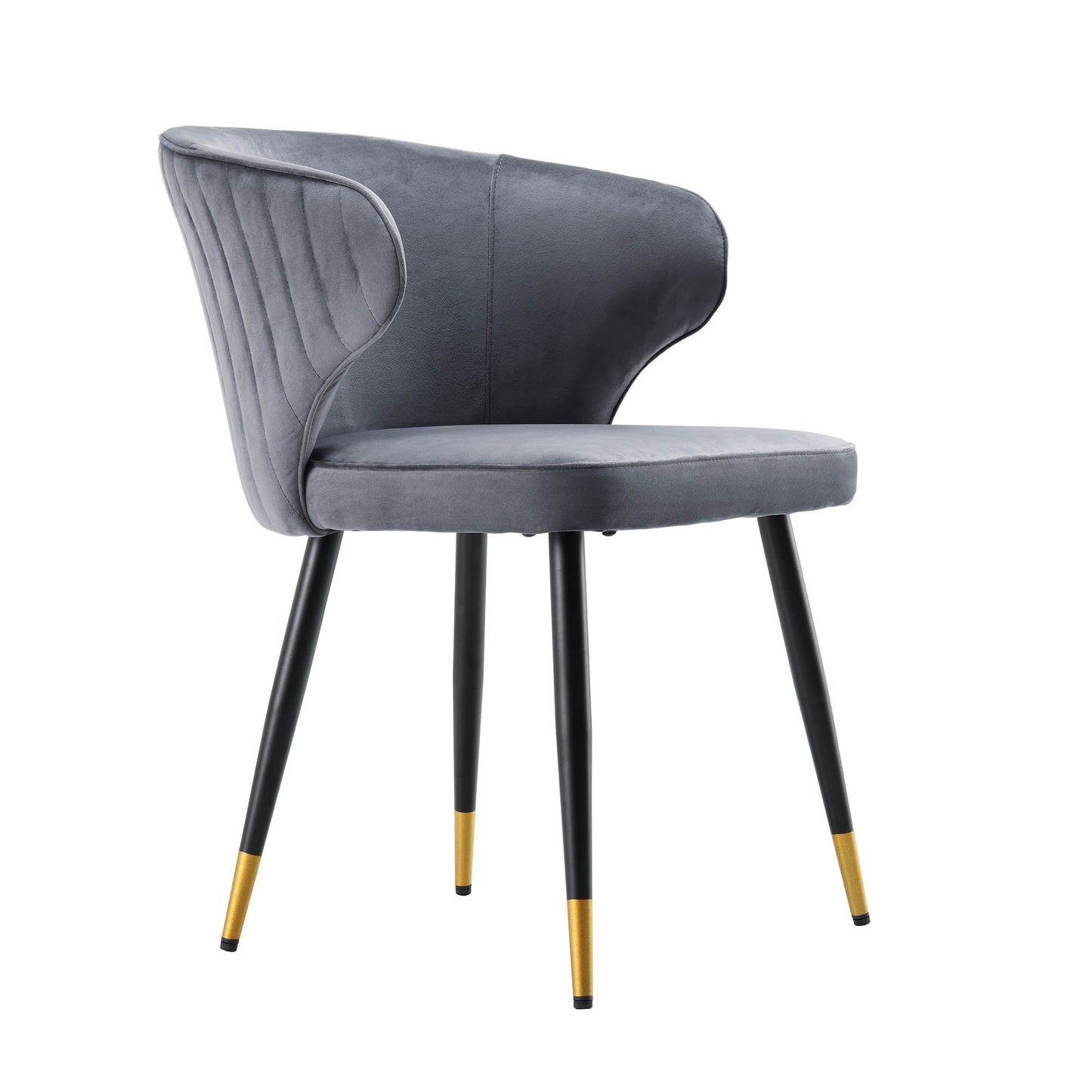 Ensemble de 2 chaises de salle à manger Carver rembourrées en velours gris Langham