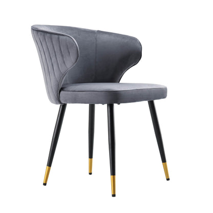 Ensemble de 2 chaises de salle à manger Carver rembourrées en velours gris Langham