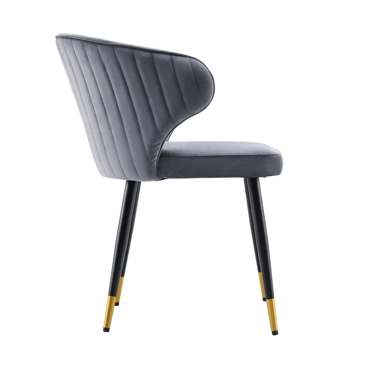 Ensemble de 2 chaises de salle à manger Carver rembourrées en velours gris Langham