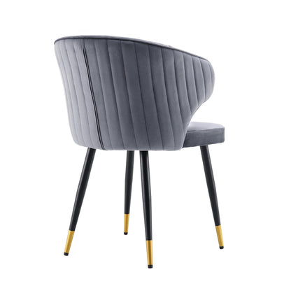 Ensemble de 2 chaises de salle à manger Carver rembourrées en velours gris Langham