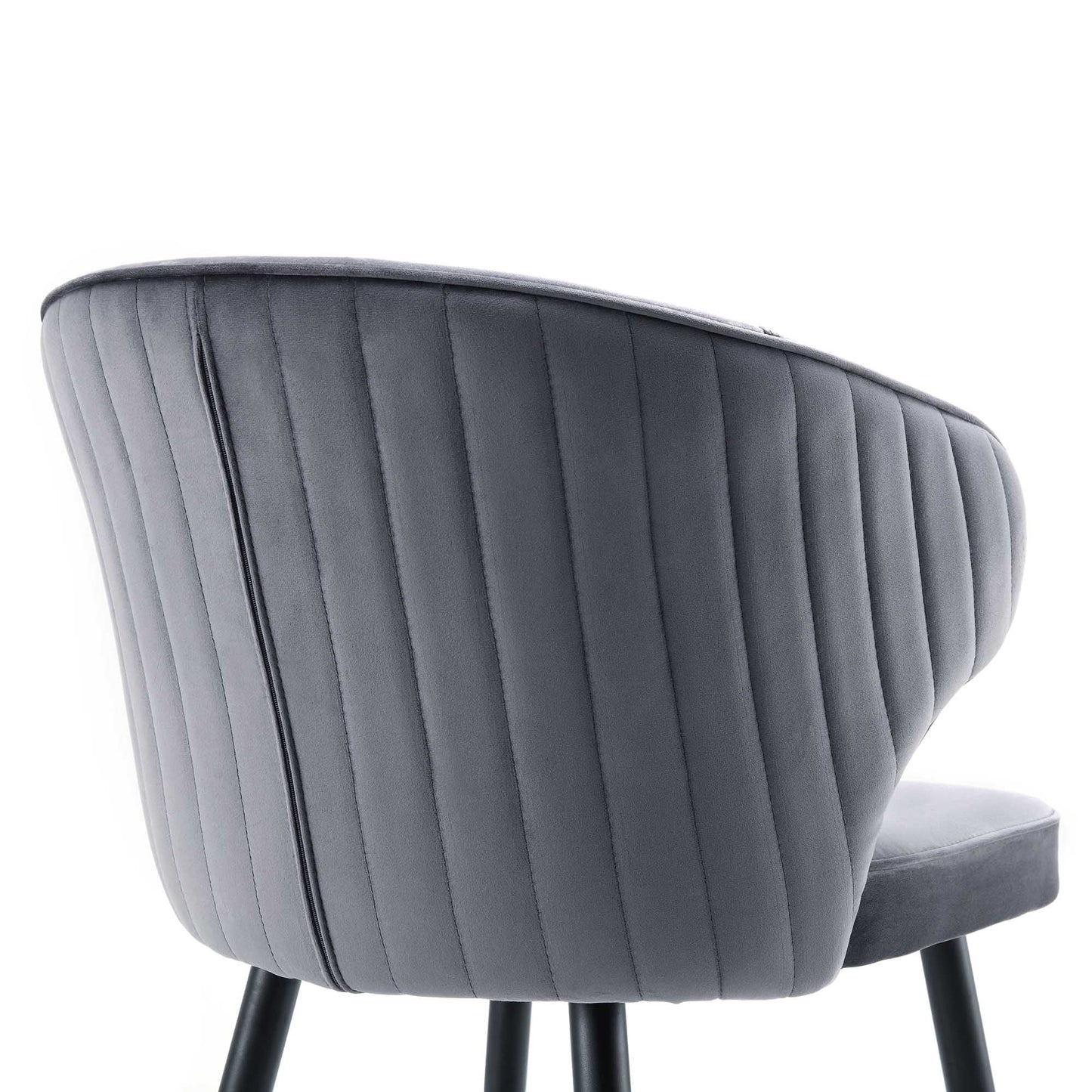 Ensemble de 2 chaises de salle à manger Carver rembourrées en velours gris Langham