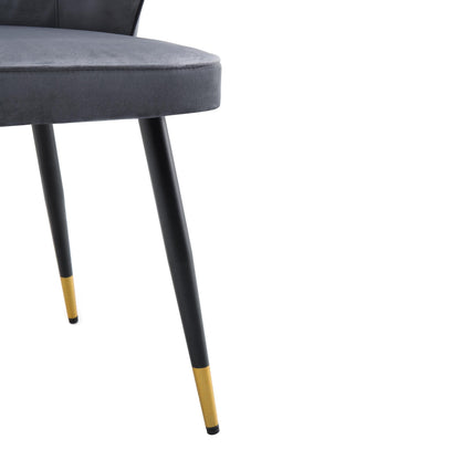 Ensemble de 2 chaises de salle à manger Carver rembourrées en velours gris Langham