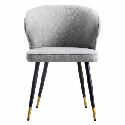 Ensemble de 2 chaises de salle à manger Carver en tissu tissé gris Langham avec dossier cannelé