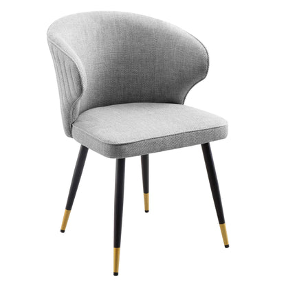 Ensemble de 2 chaises de salle à manger Carver en tissu tissé gris Langham avec dossier cannelé