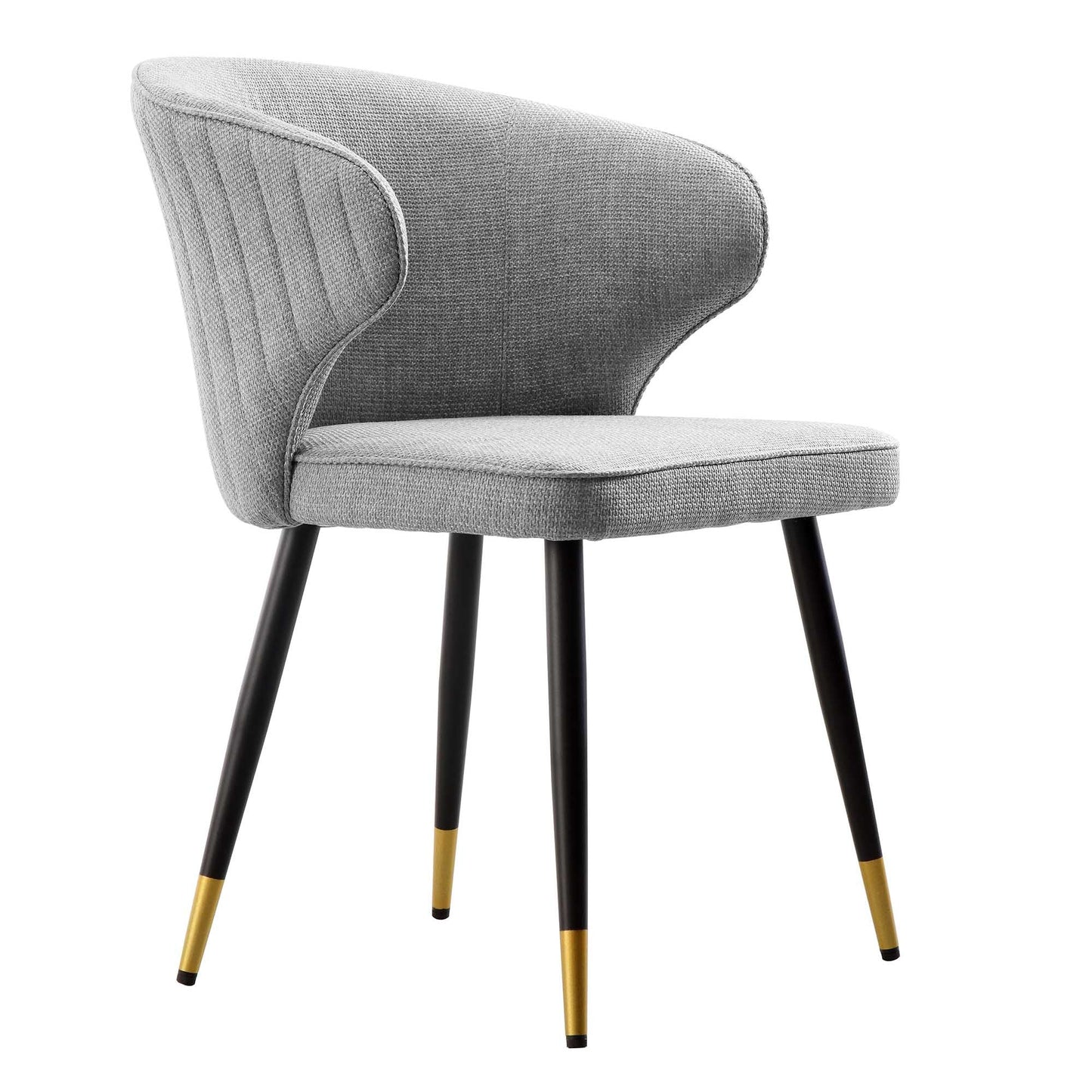 Ensemble de 2 chaises de salle à manger Carver en tissu tissé gris Langham avec dossier cannelé