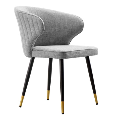 Ensemble de 2 chaises de salle à manger Carver en tissu tissé gris Langham avec dossier cannelé