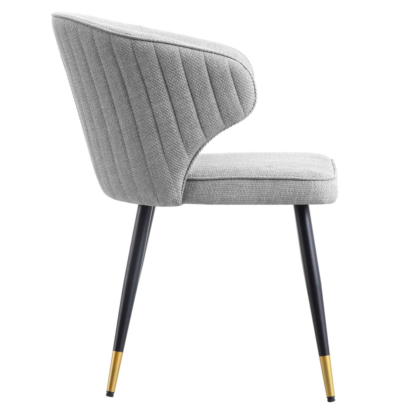 Ensemble de 2 chaises de salle à manger Carver en tissu tissé gris Langham avec dossier cannelé