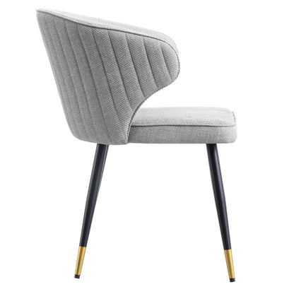 Ensemble de 2 chaises de salle à manger Carver en tissu tissé gris Langham avec dossier cannelé