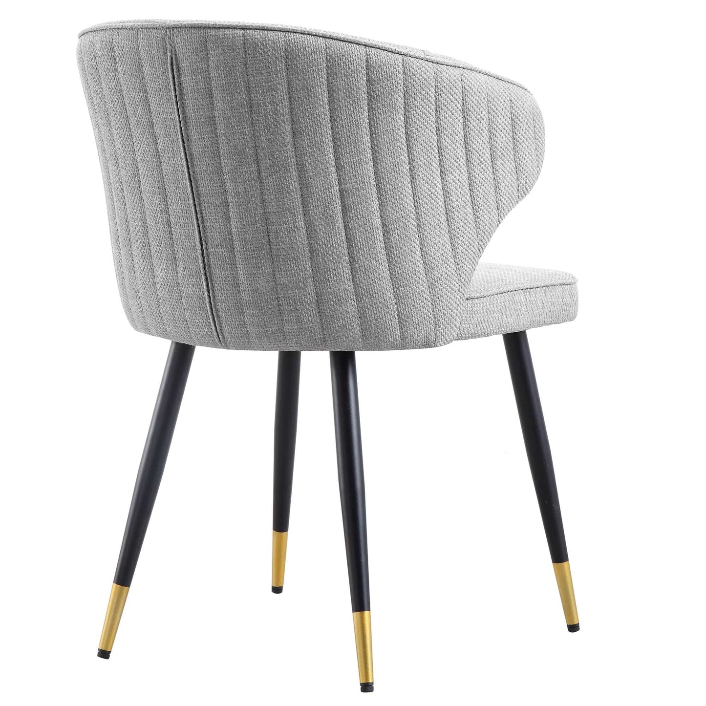 Ensemble de 2 chaises de salle à manger Carver en tissu tissé gris Langham avec dossier cannelé