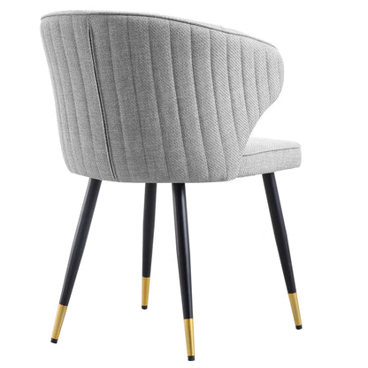 Ensemble de 2 chaises de salle à manger Carver en tissu tissé gris Langham avec dossier cannelé