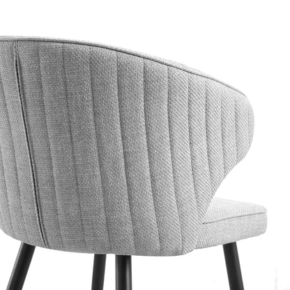 Ensemble de 2 chaises de salle à manger Carver en tissu tissé gris Langham avec dossier cannelé