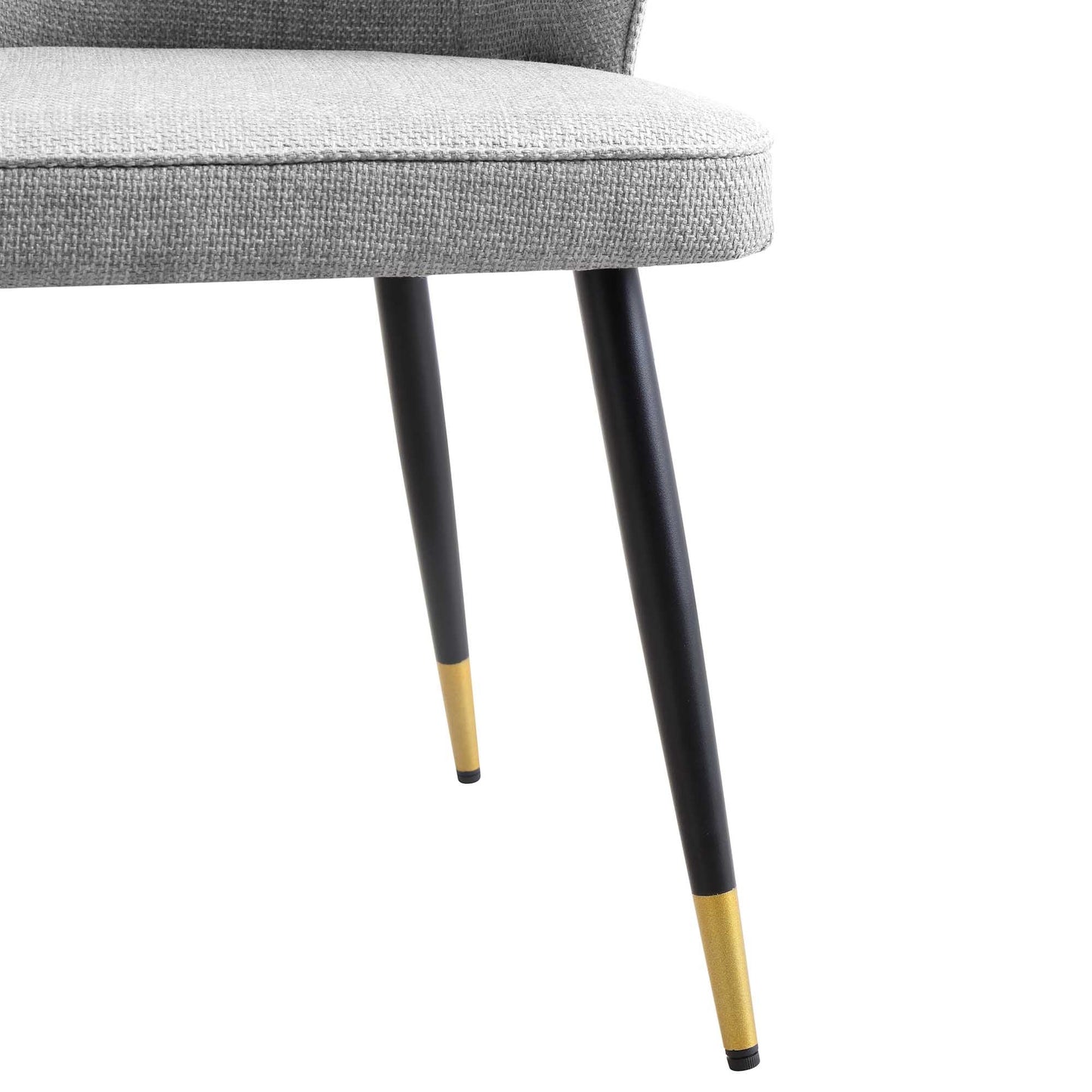 Ensemble de 2 chaises de salle à manger Carver en tissu tissé gris Langham avec dossier cannelé