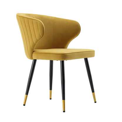 Ensemble de 2 chaises de salle à manger Carver rembourrées en velours moutarde Langham