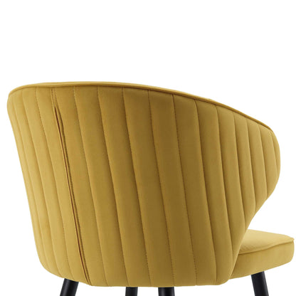 Ensemble de 2 chaises de salle à manger Carver rembourrées en velours moutarde Langham