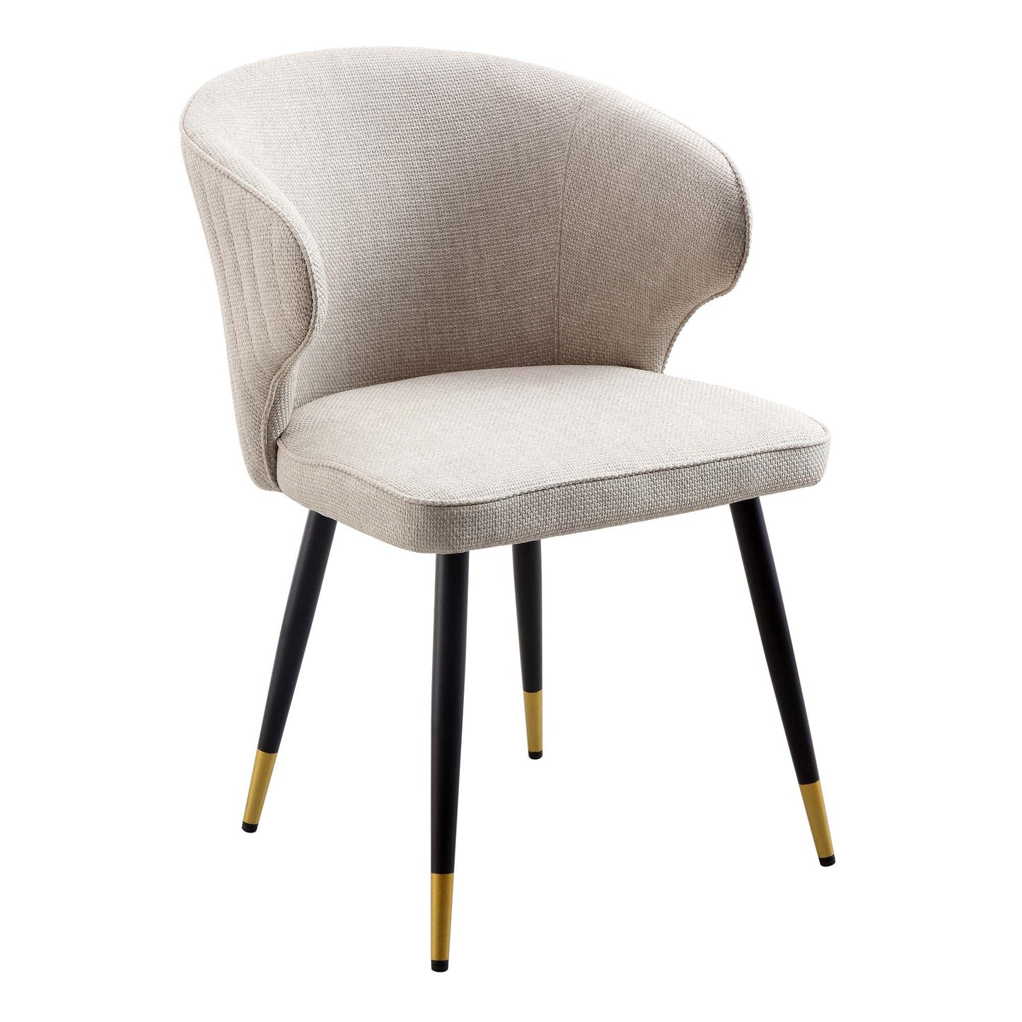 Ensemble de 2 chaises de salle à manger Carver en tissu tissé couleur avoine avec dossier cannelé