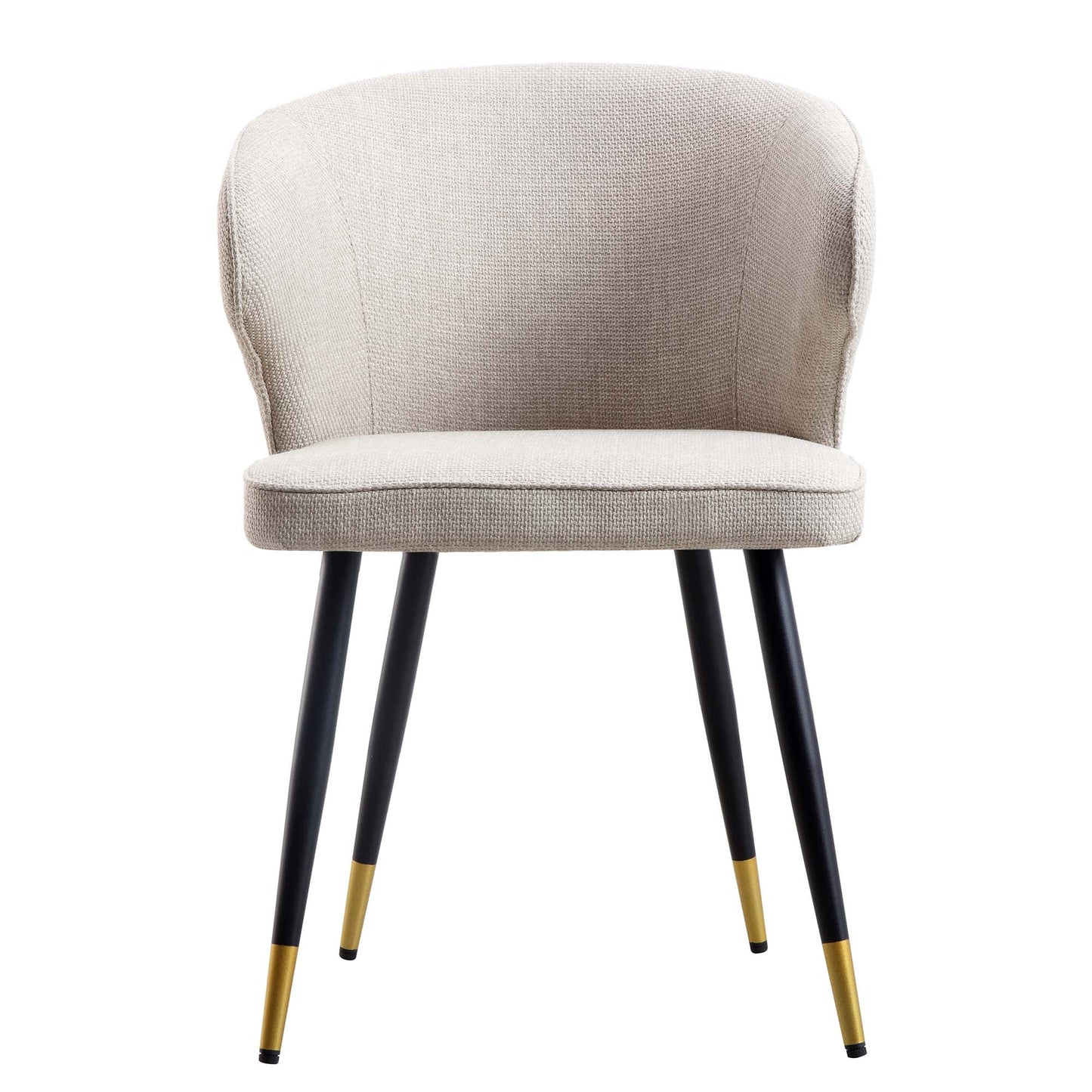 Ensemble de 2 chaises de salle à manger Carver en tissu tissé couleur avoine avec dossier cannelé