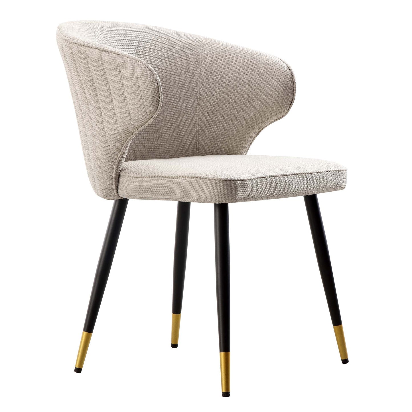 Ensemble de 2 chaises de salle à manger Carver en tissu tissé couleur avoine avec dossier cannelé