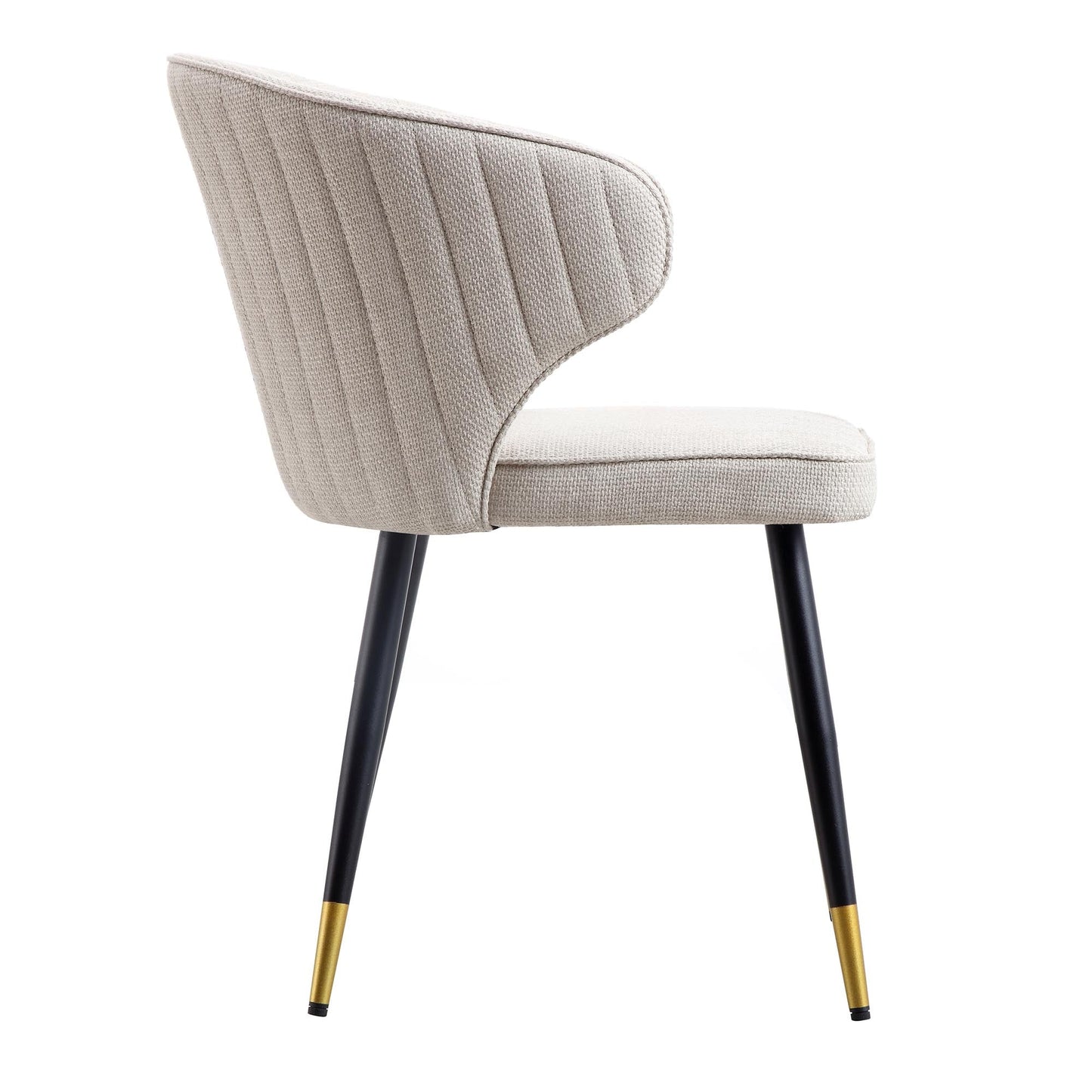 Ensemble de 2 chaises de salle à manger Carver en tissu tissé couleur avoine avec dossier cannelé