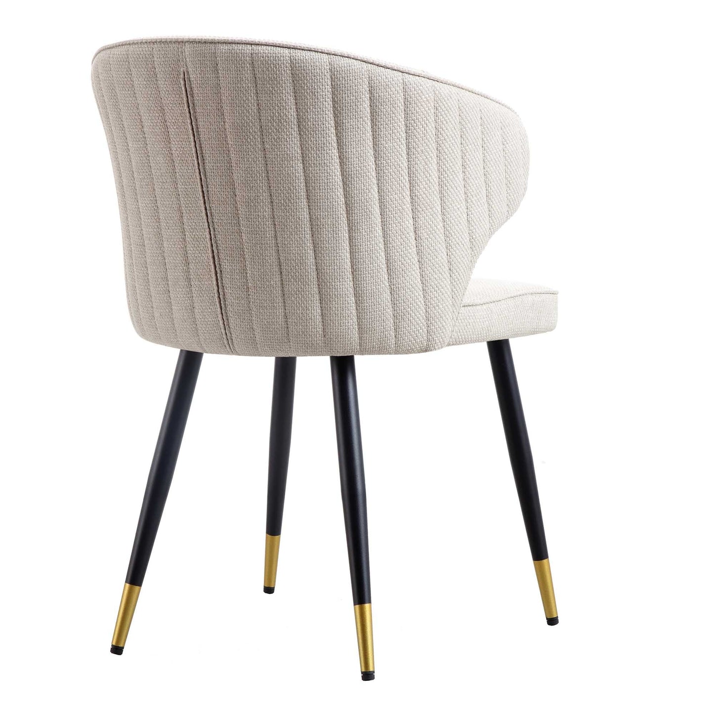 Ensemble de 2 chaises de salle à manger Carver en tissu tissé couleur avoine avec dossier cannelé